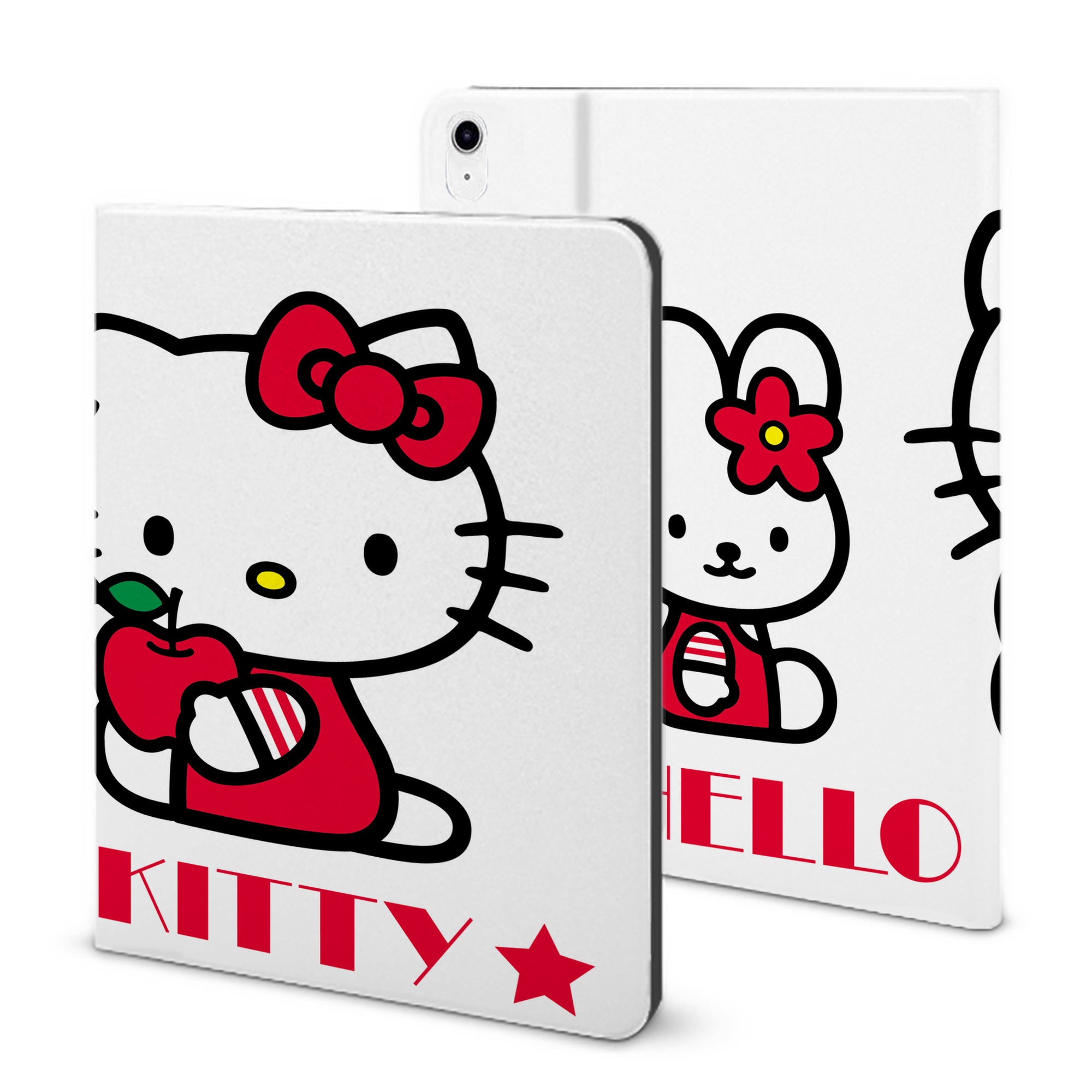 （画像用） Hello Kitty ハローキティ IPad ケース ブック型 PUレザー TPU 耐衝撃 軽量 薄型 ペン収納なし 全面保護 IPad 各モデル対応